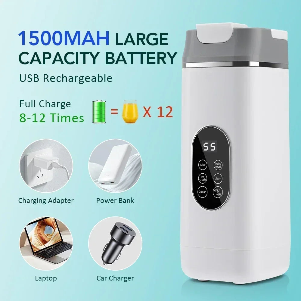 Exprimidor Portátil USB con 6 Cuchillas y 2 Vasos