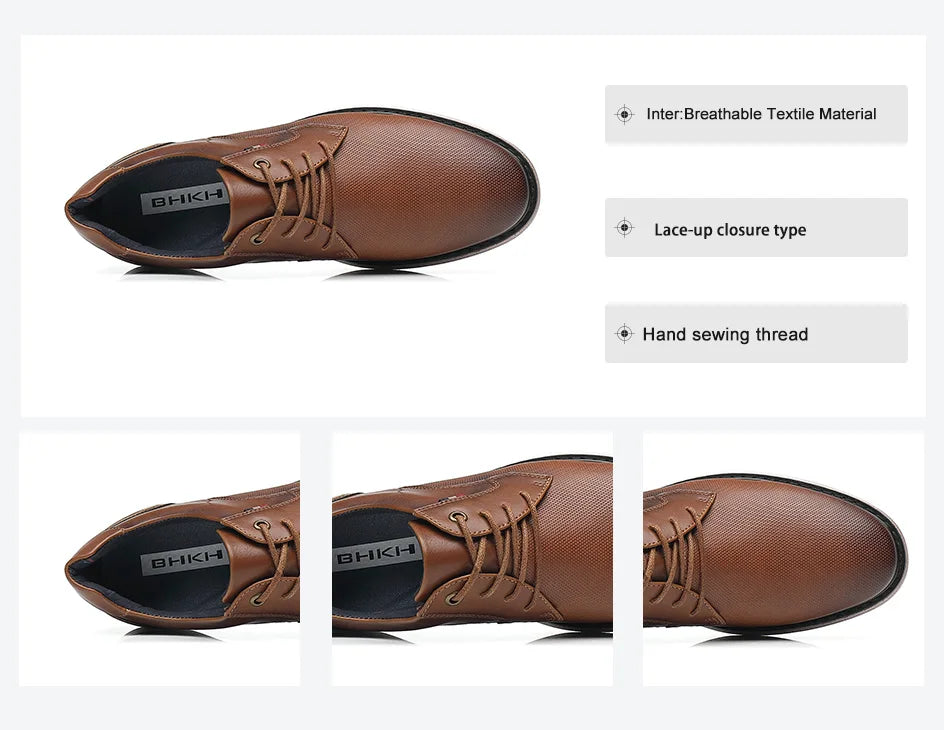 Zapatos de Hombre, Zapatos Casuales de Marca de Lujo, Cómodos, con Cordones, Estilo Ejecutivo, Zapatos de Vestir BHKH