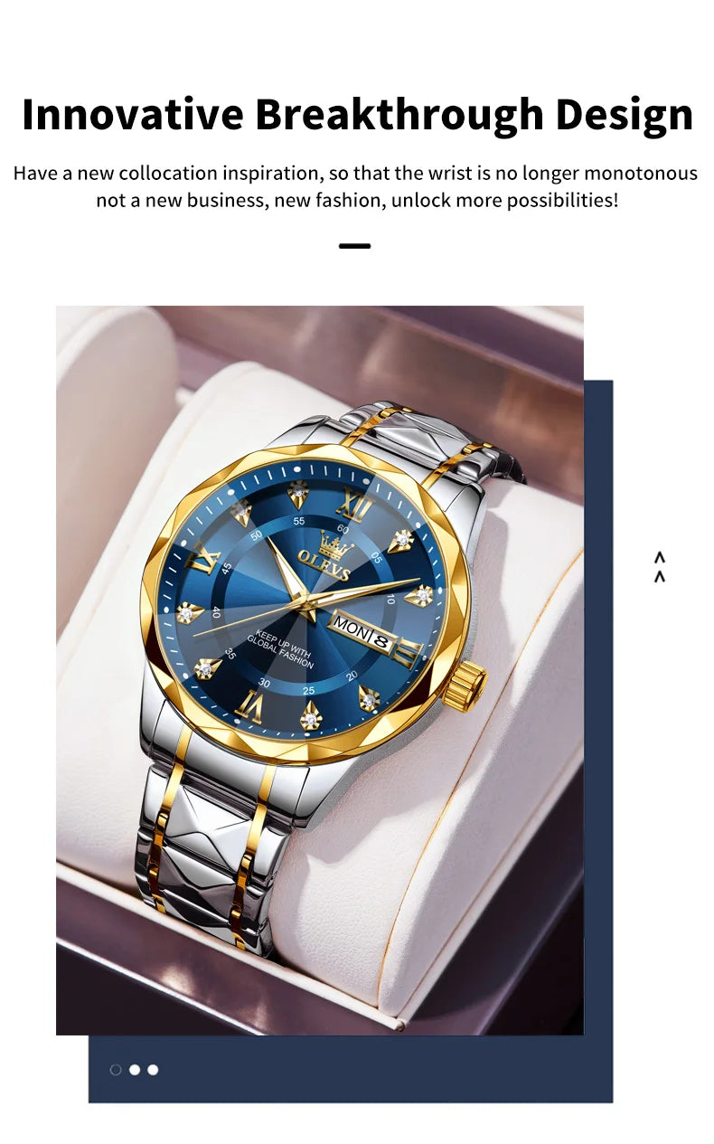 Reloj de Cuarzo OLEVS para Hombre con Calendario de Acero Inoxidable