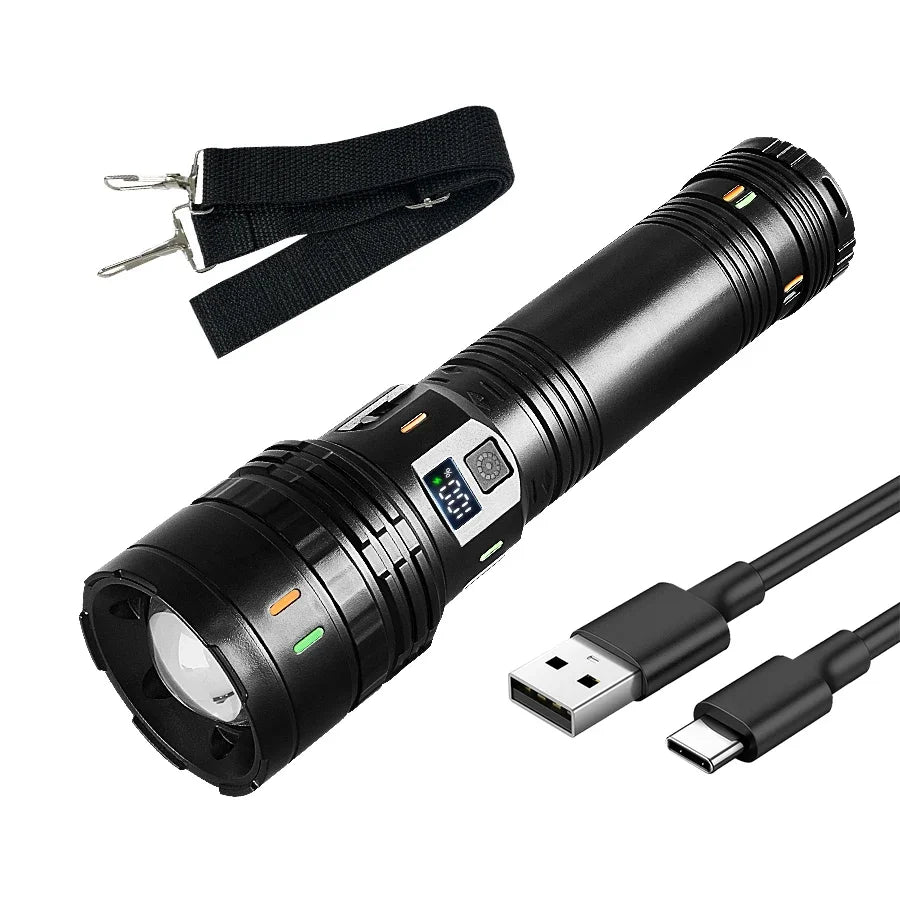 Linterna Táctica LED Recargable de Alto Alcance para Camping