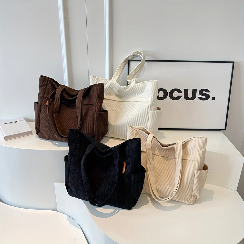 Bolso de Lona Polar de Gran Capacidad para Mujer