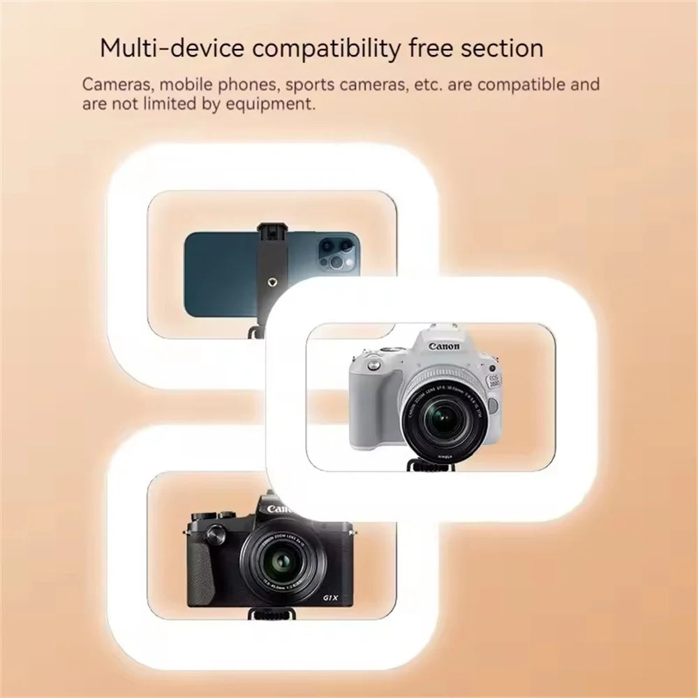 MEUYAG - Lámpara LED Cuadrada con Clip para Selfies, Iluminación para Fotografía, Grabación de Video, Transmisión en Vivo, Luz de Relleno Móvil