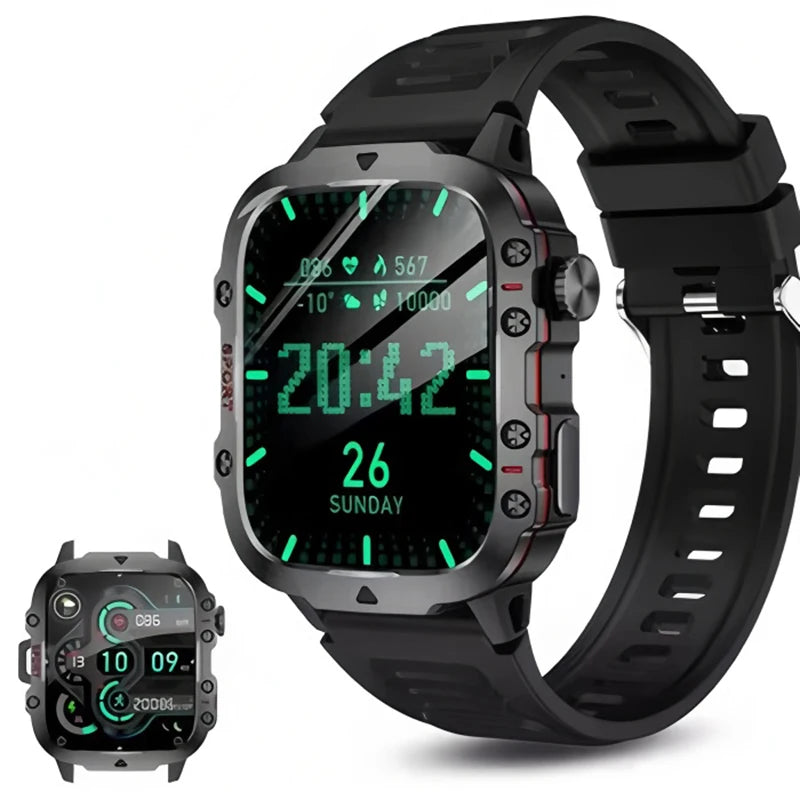Reloj Inteligente Militar Resistente 2026, para Hombre, con Llamadas Bluetooth, Monitoreo de Salud, Voz AI, Deportivo, Resistente al Agua, para Android