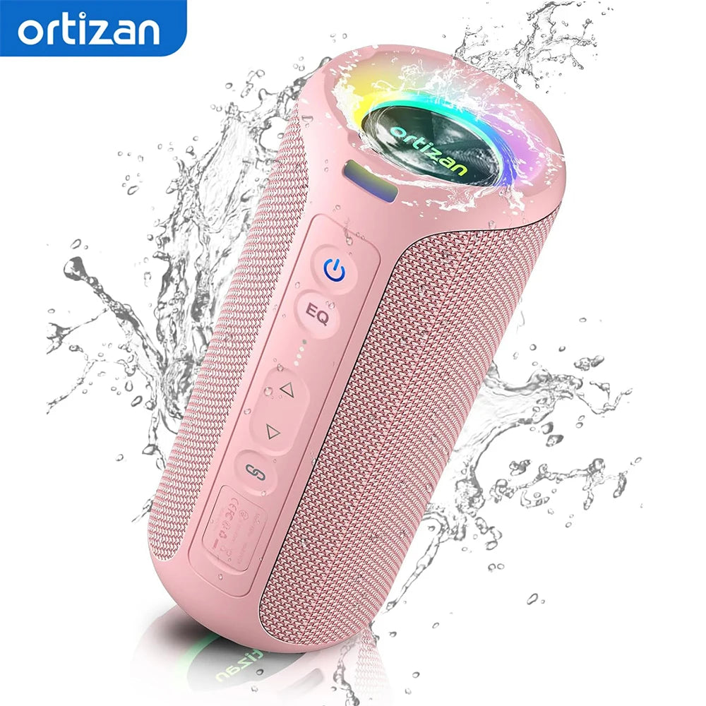 Ortizan X8 Pro, Altavoz Bluetooth portátil impermeable, Luces RGB, Calidad de sonido premium