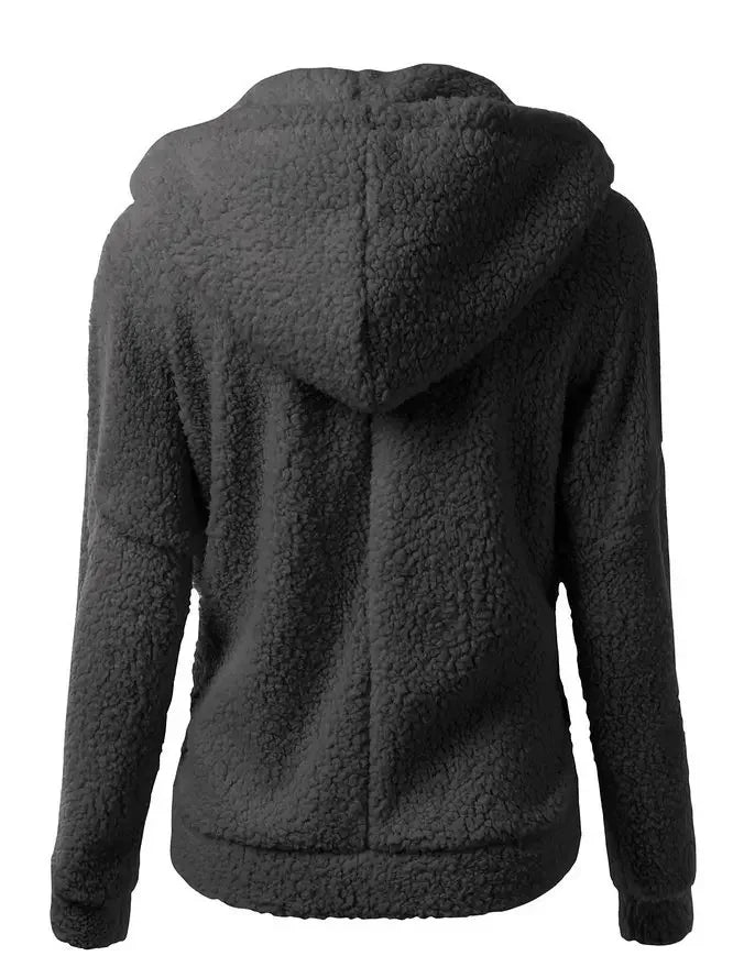 Chaqueta cálida de otoño e invierno para mujer, Sudadera con capucha informal 2025, sudaderas con capucha para mujer, sudadera con cremallera, abrigo liso de lana suave para mujer