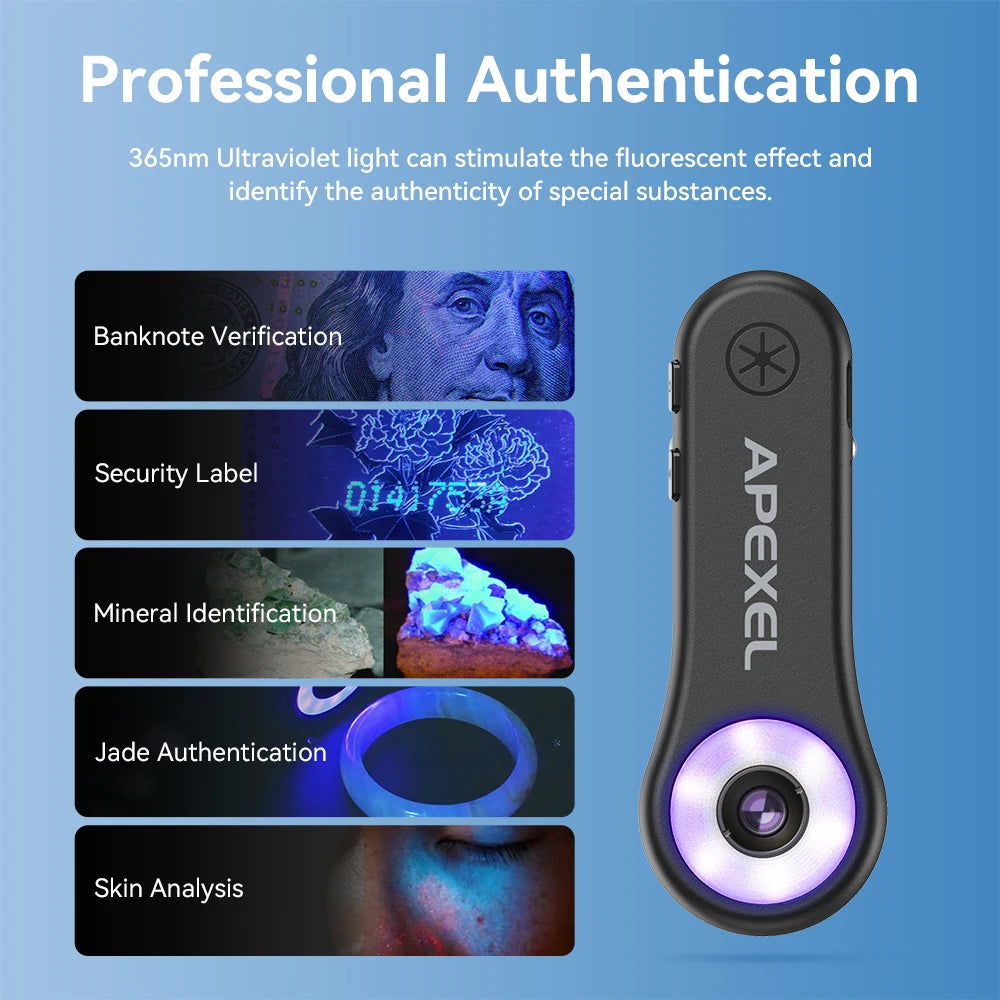 Lente Microscopio 200X APEXEL con Luz LED para Smartphones
