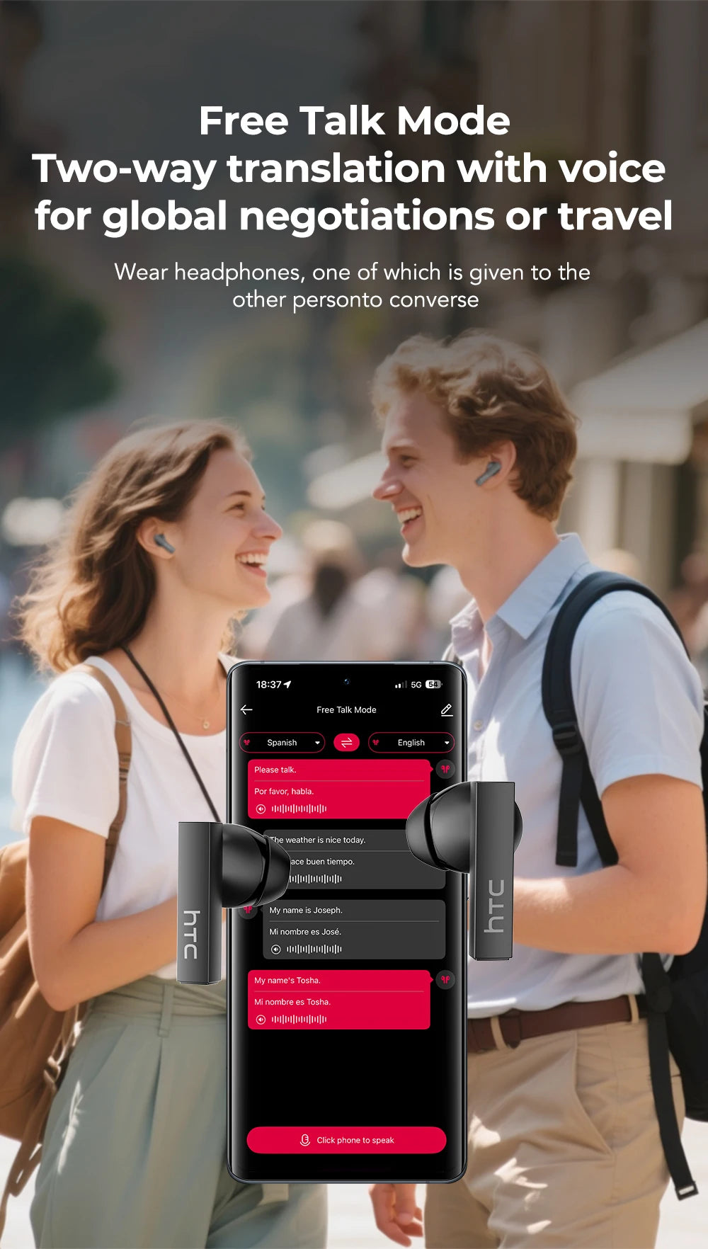 Auriculares TWS Bluetooth con Pantalla Táctil y Traductor IA