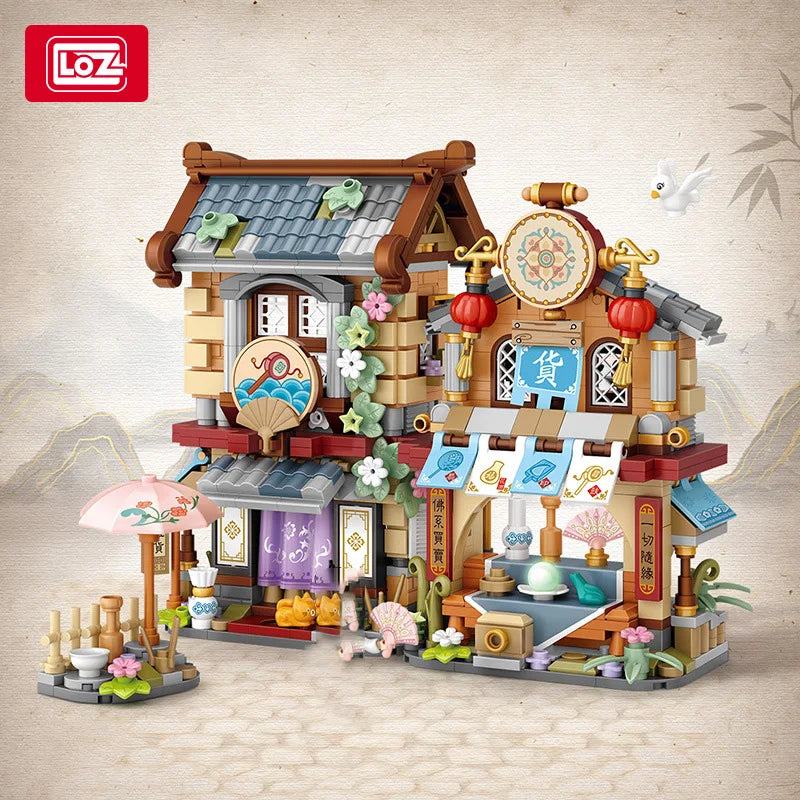 LOZ Estación de Carretera Antigua, Bloques de Construcción Plegables DIY, Modelo de Ensamblaje de Partículas Pequeñas, Adorno, Juguetes Antiestrés para Adultos, Regalos
