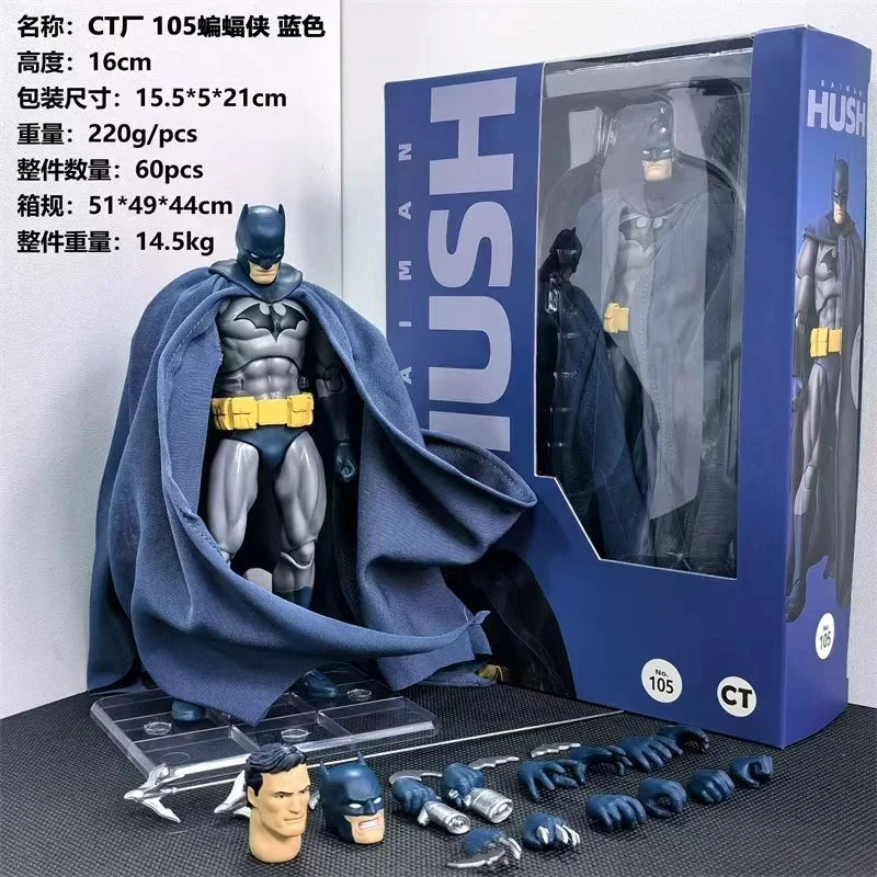 CT Toys Batman Figura Batman Mafex 105 Versión Azul Bat Man Figuras de Acción DC Liga de Justicia Hush Figurita Colección Regalos de Juguete