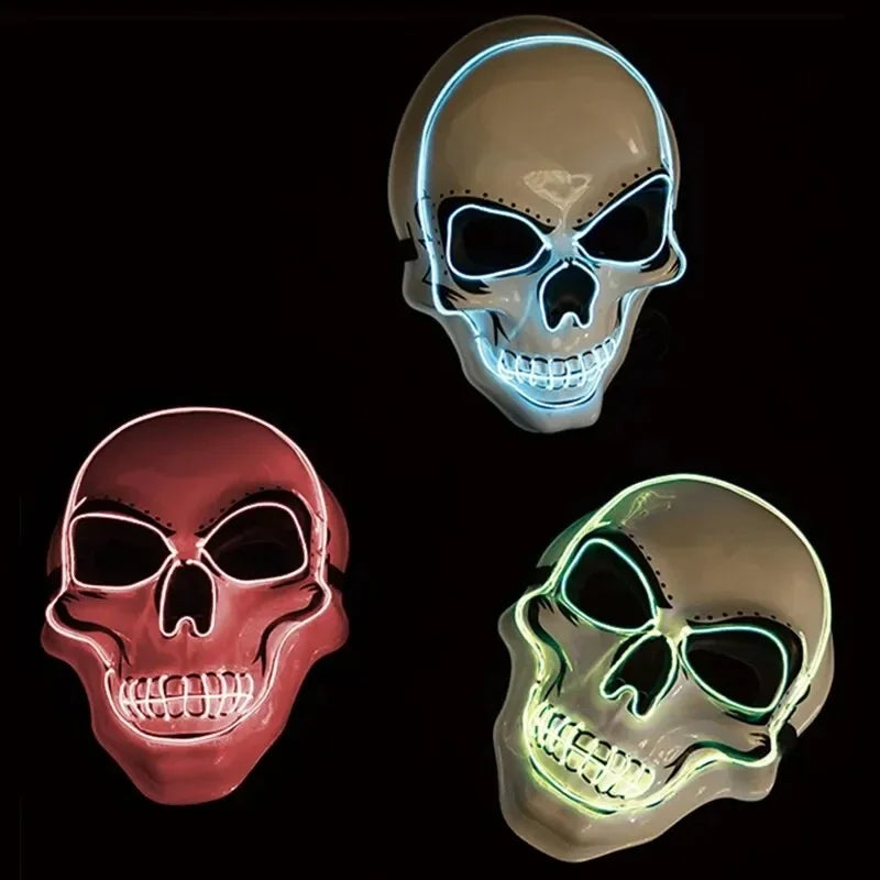 Máscara de Neón LED Luminosa para Fiestas, Máscara Divertida de The Purge: El Año de la Elección, Suministros de Disfraces para Festivales y Cosplay, Máscara de Esqueleto que Brilla en la Oscuridad