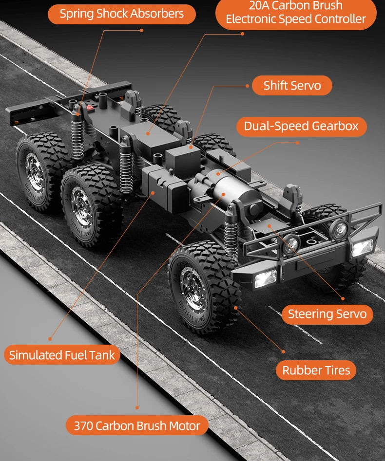 C8823 6WD RC coche 1/18 todoterreno vehículo de Control remoto 2,4G alta velocidad escalada transporte rescate oruga modelo juguetes para niños