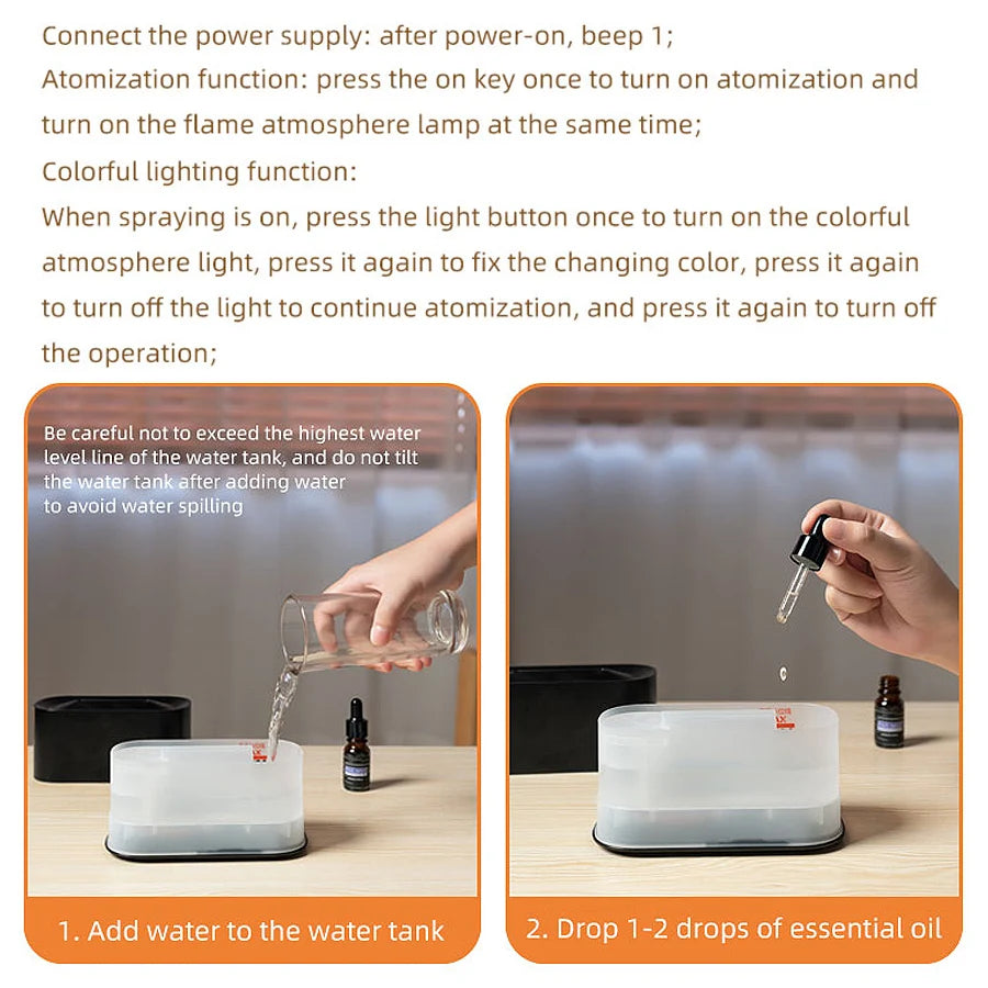 Humidificador con Llamas Coloridas y Aromaterapia