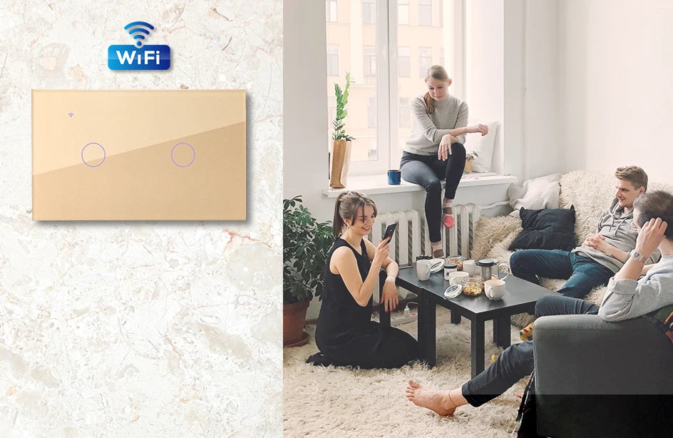Interruptor táctil inteligente WiFi Tuya/Smart Life para lámparas, 220V-240V, 1-3 vías