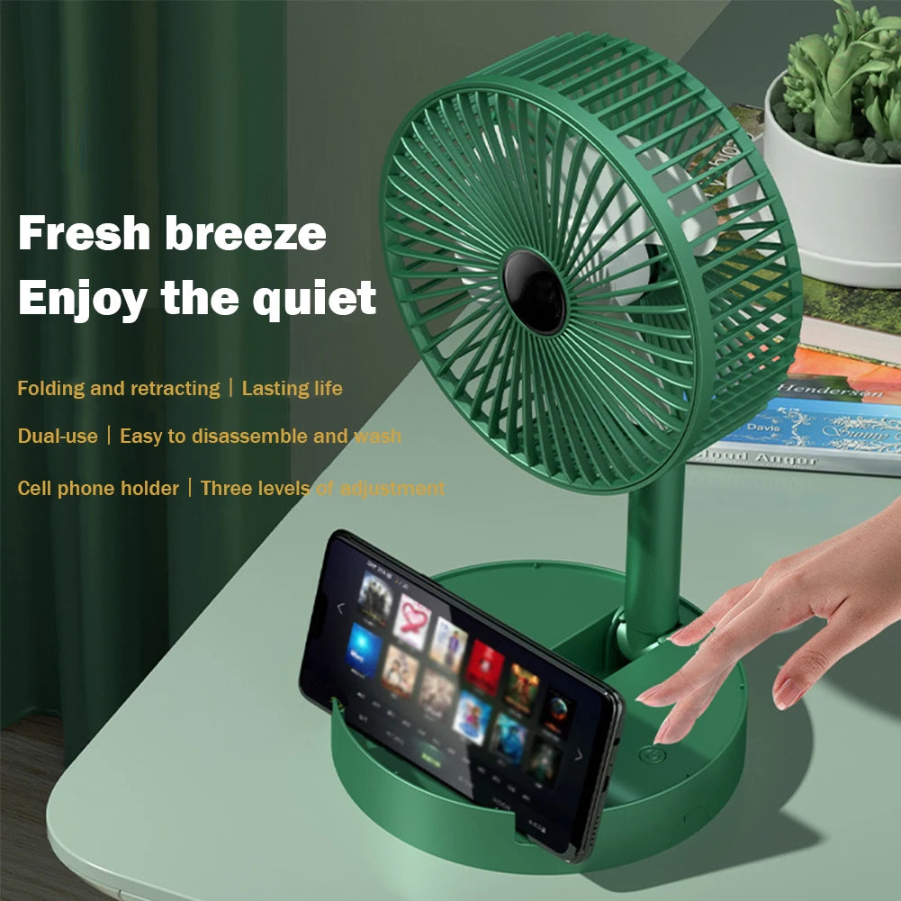 Ventilador de Escritorio Plegable Recargable USB con Tecla Táctil