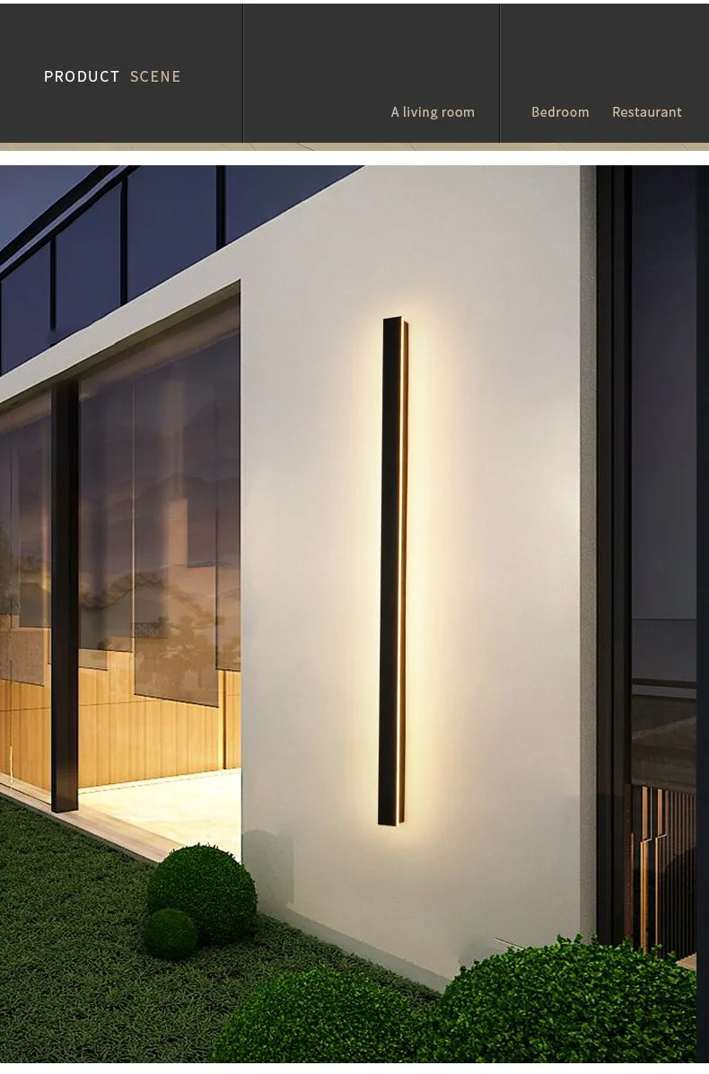 Lámpara de pared impermeable para exteriores, lámparas de pared para jardín, luces LED, fondo de TV nórdico moderno para sala de estar, IP65, arandela de pared de 110/220v