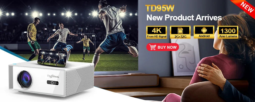 Mini Proyector ThundeaL TD80W Full HD 1080P 4K Android WiFi, Cine en Casa, Reuniones, Videos, Películas, Proyector Portátil TD80 PK HY320