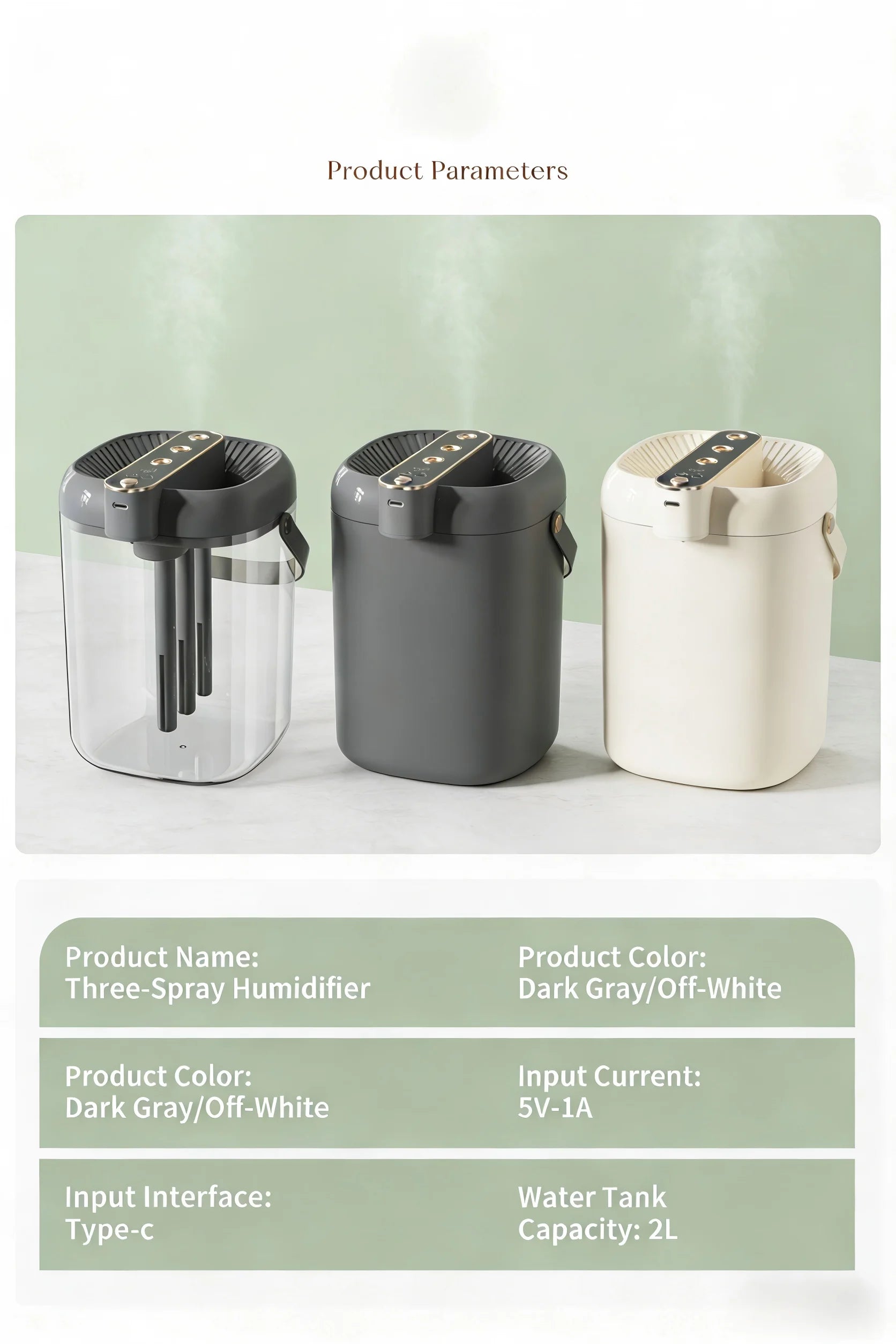 Humidificador Inteligente 3 Pulverizaciones 2L