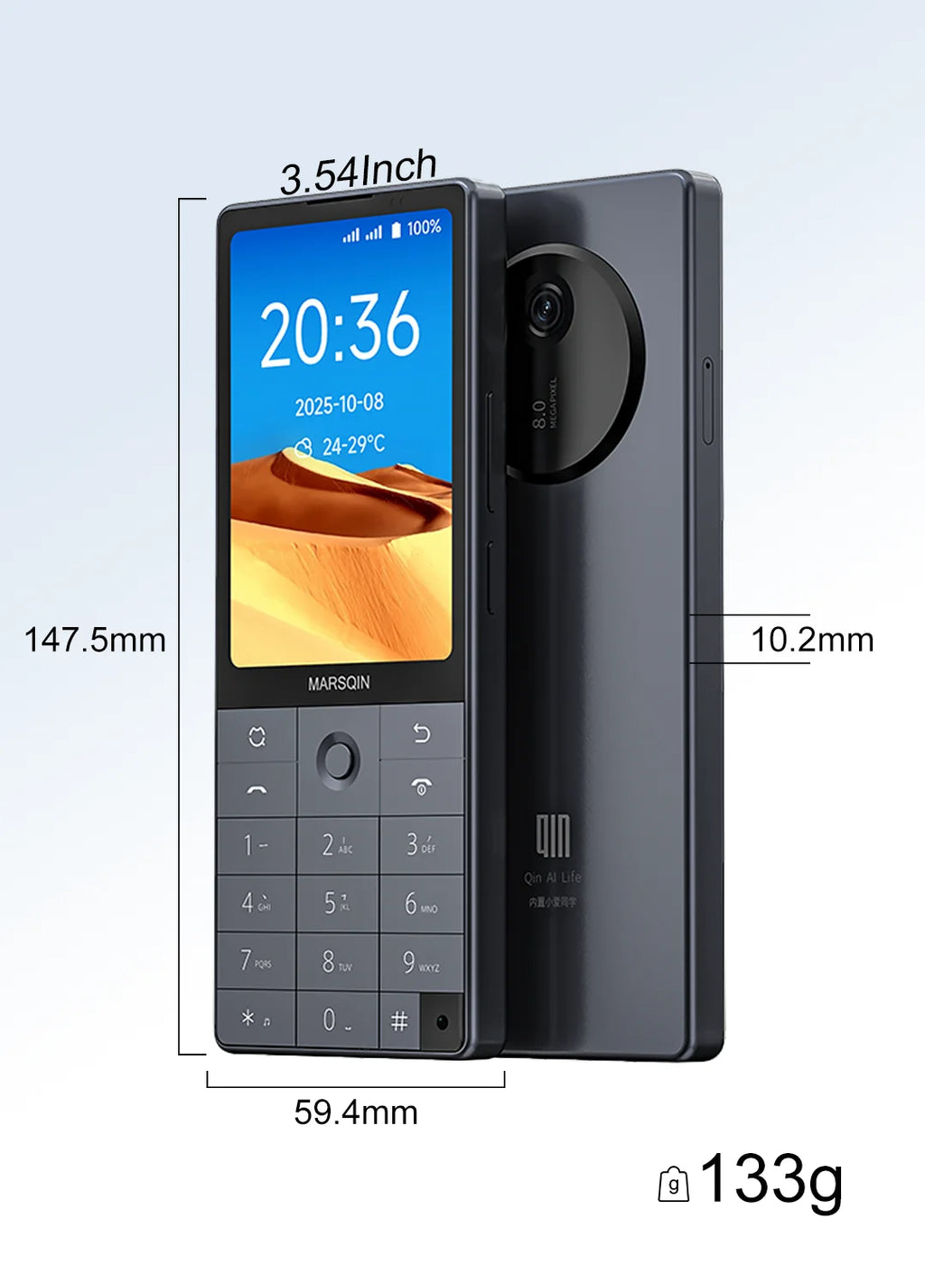 Nuevo teléfono inteligente Qin F25, Google Play, Android 14, tarjetas SIM duales, 6GB + 128GB, 2700mAh, WIFI Bluetooth, pantalla táctil de 3,54 pulgadas, MTK8786