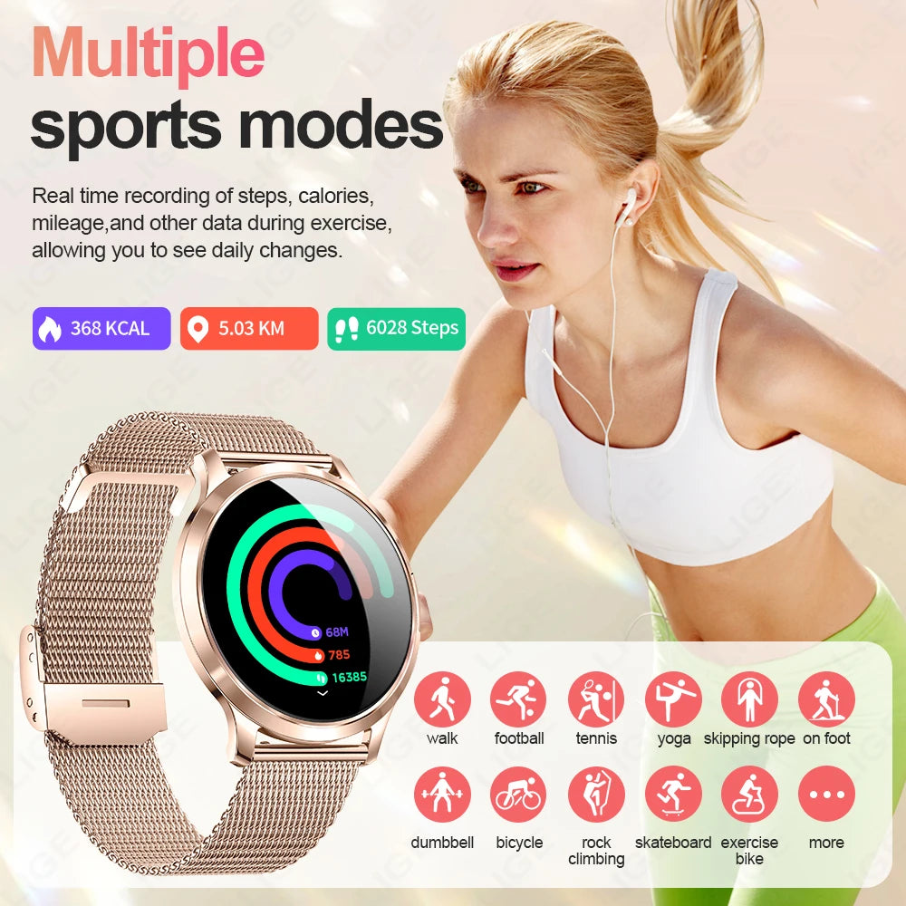Reloj Inteligente LIGE AMOLED Curva 3D para Mujer