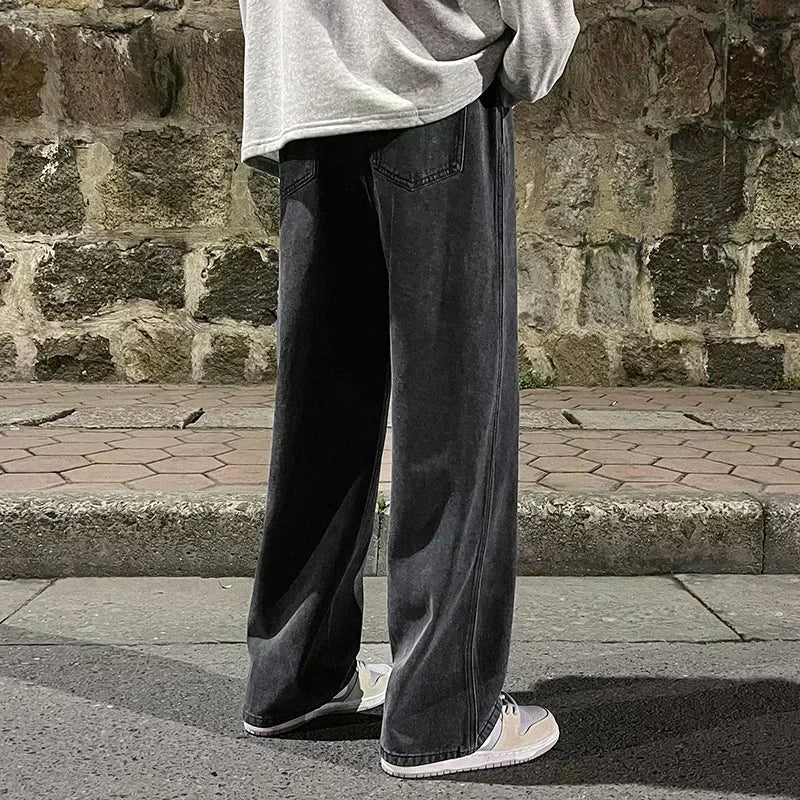 Pantalones Vaqueros Coreanos Sueltos, Estilo Calle, Pierna Ancha