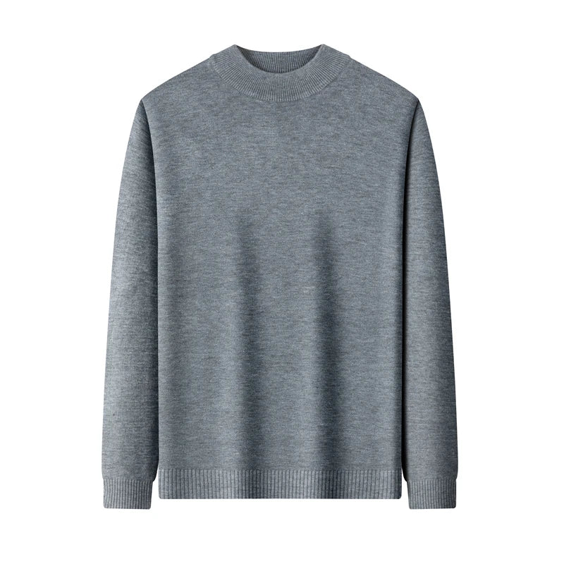 Suéter de color sólido de manga larga con cuello medio alto para hombre de 7 colores Top suave, cálido y cómodo con base