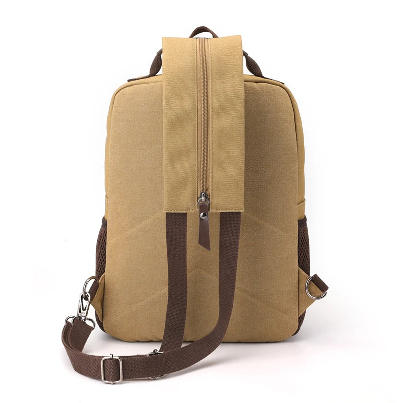 Mochila Retro de Lona, para Senderismo al Aire Libre, Multifuncional, con Múltiples Compartimentos, Bolsa de Pecho, Mochila Lateral