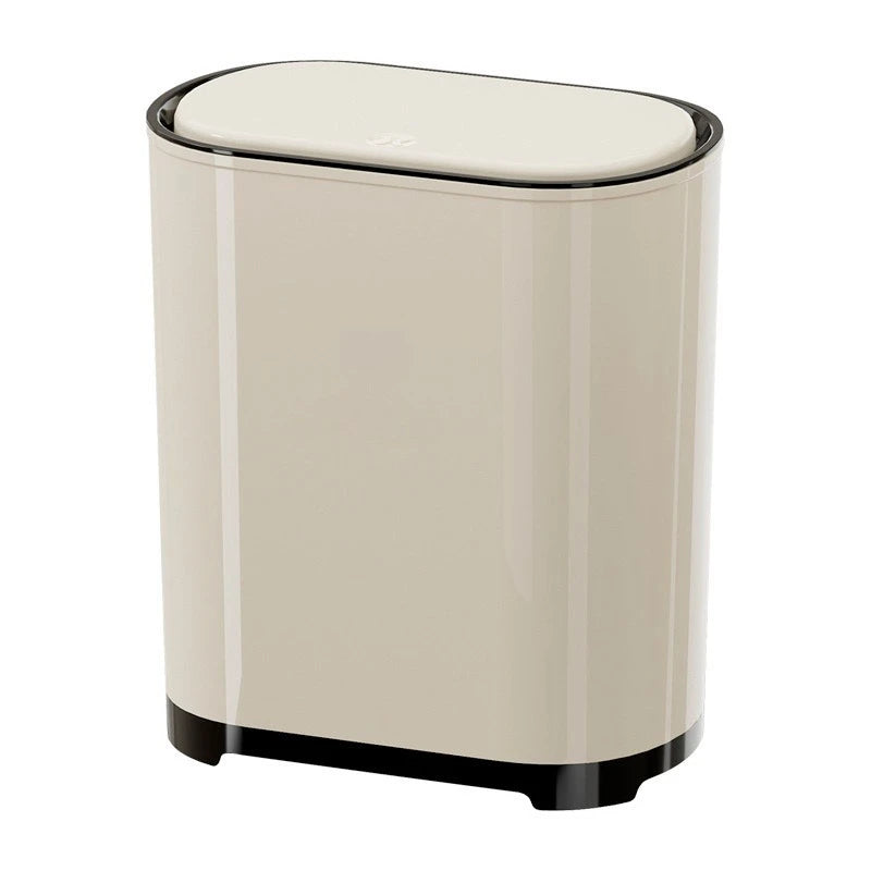 1 unidad/Contenedor de basura de lujo con tapa a presión para uso doméstico en sala de estar, dormitorio, cocina, baño, gran capacidad con tapa