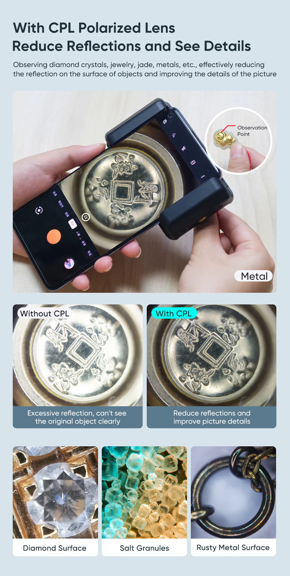Lente de Microscopio Digital 100X para iPhone y Xiaomi