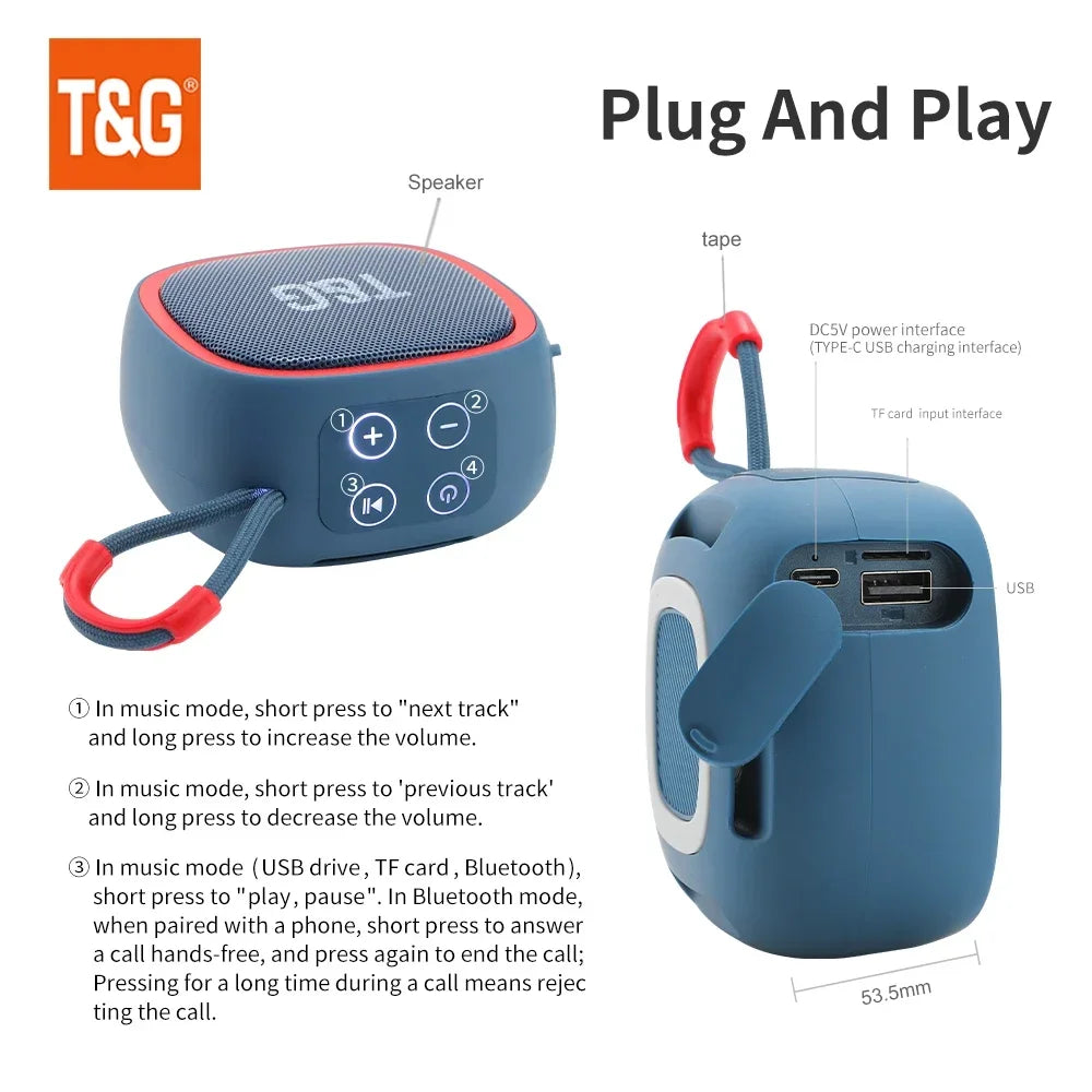 TG659 Mini altavoz inalámbrico potente Bluetooth TWS Bluetooth 5,3 caja de sonido altavoz HIFI soporte tarjeta TF Radio