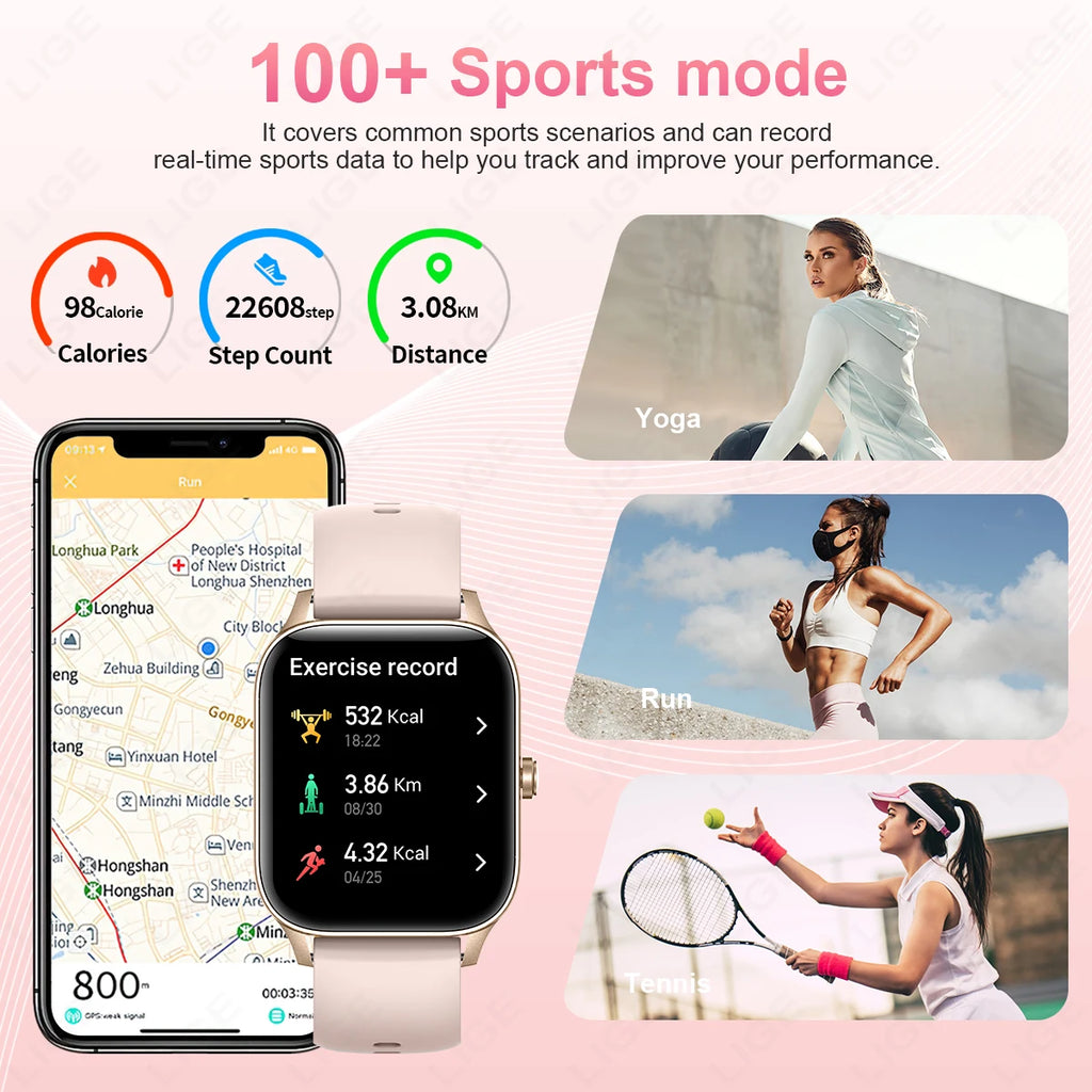 LIGE Reloj Inteligente Mujer HD 1.85 Bluetooth