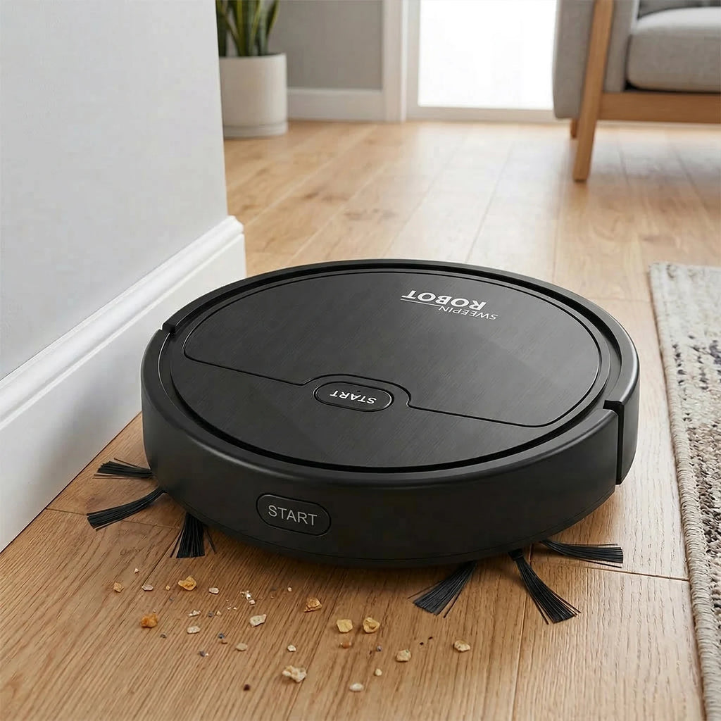 Robot Aspirador 3 en 1, Ultrafino, Recargable, Bajo Ruido para Suelo de Madera y Baldosas