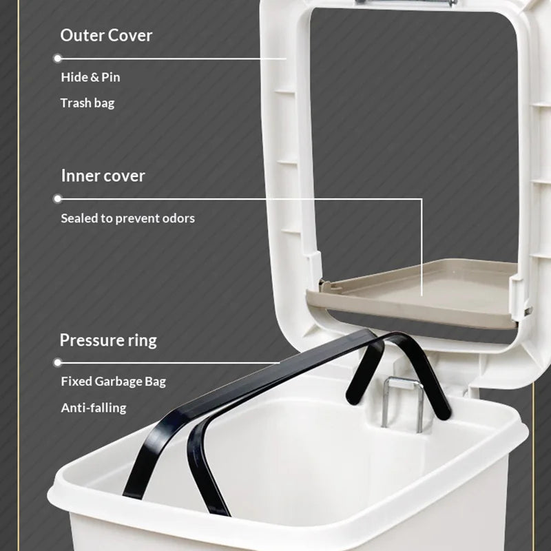 Cubo de basura con tapa doble, gran capacidad para cocina, baño, sala de estar, cubo de basura antiolores para el hogar, 1 ud.