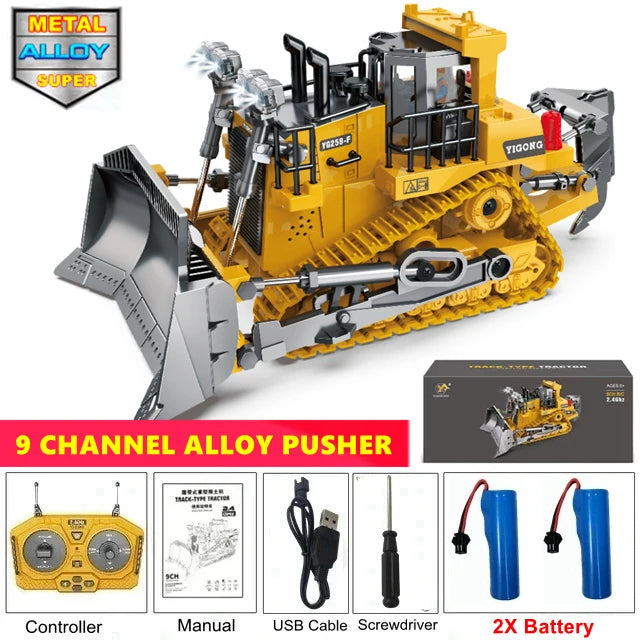 Excavadora, Volquete y Bulldozer RC 4x4 de Aleación, Vehículos de Construcción