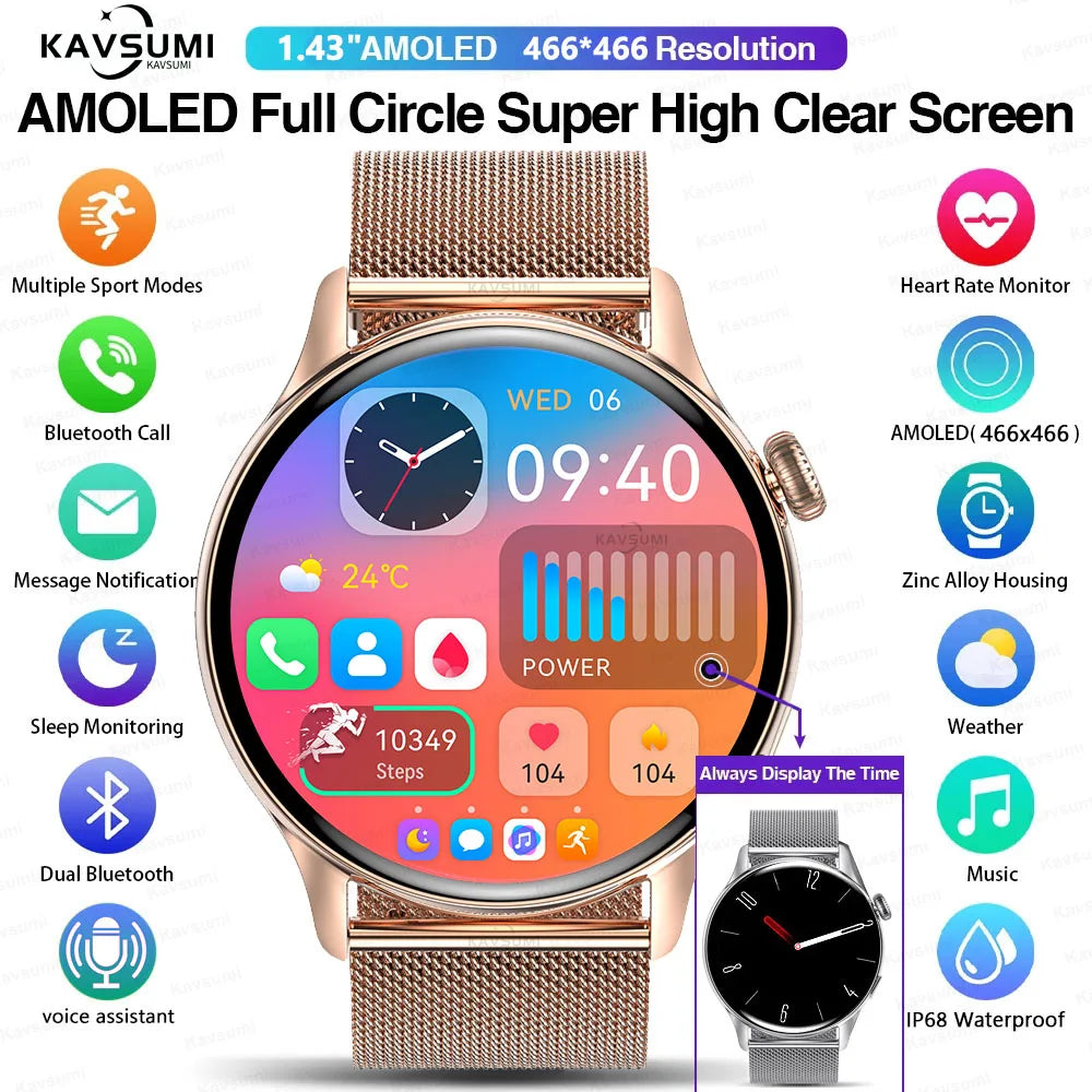 Reloj Inteligente NFC para Mujer con AMOLED, GPS y Llamadas Bluetooth