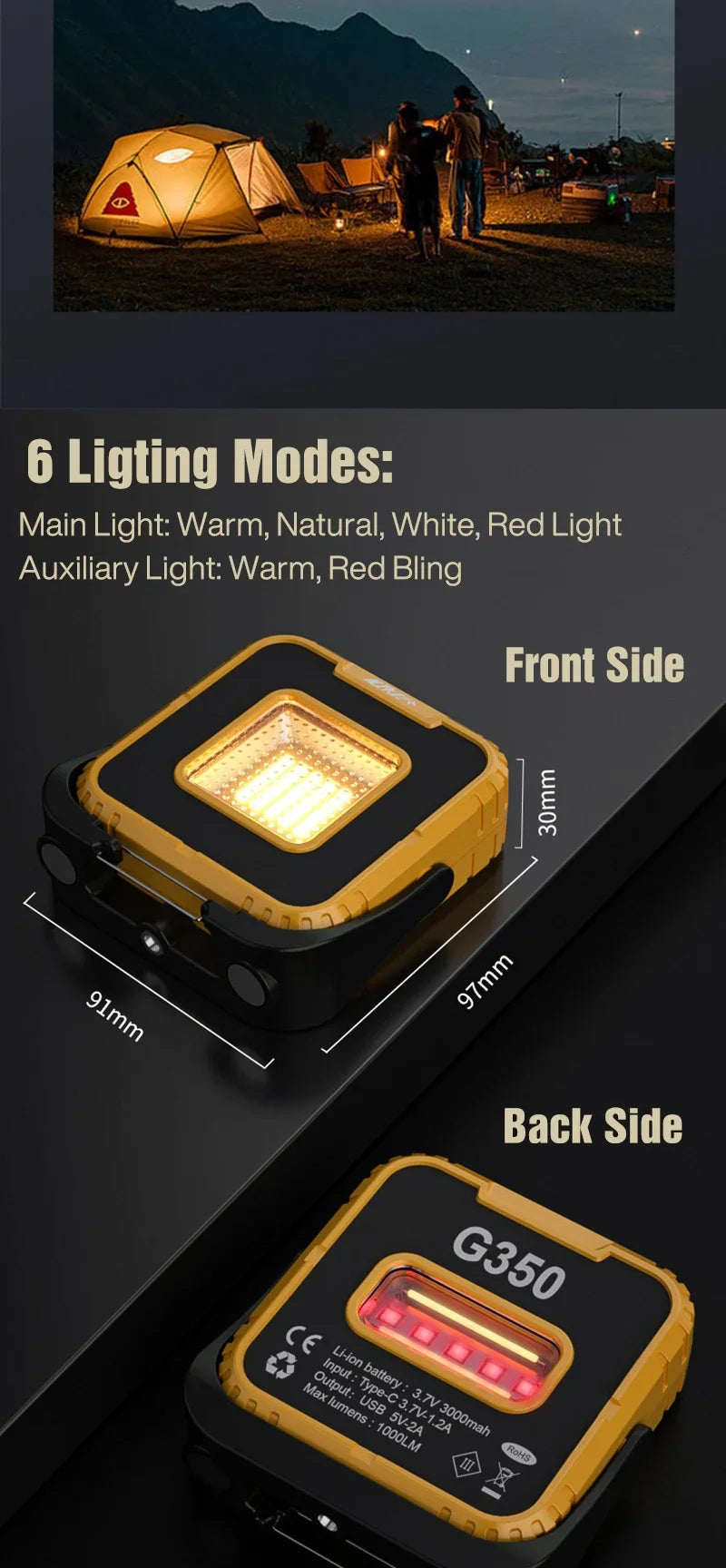 Foco LED Portátil Recargable para Exteriores