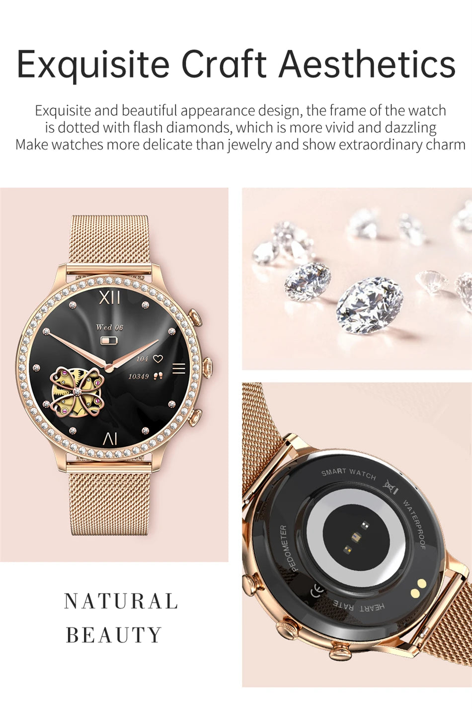 Reloj Inteligente para Mujer con Monitor Cardíaco Bluetooth