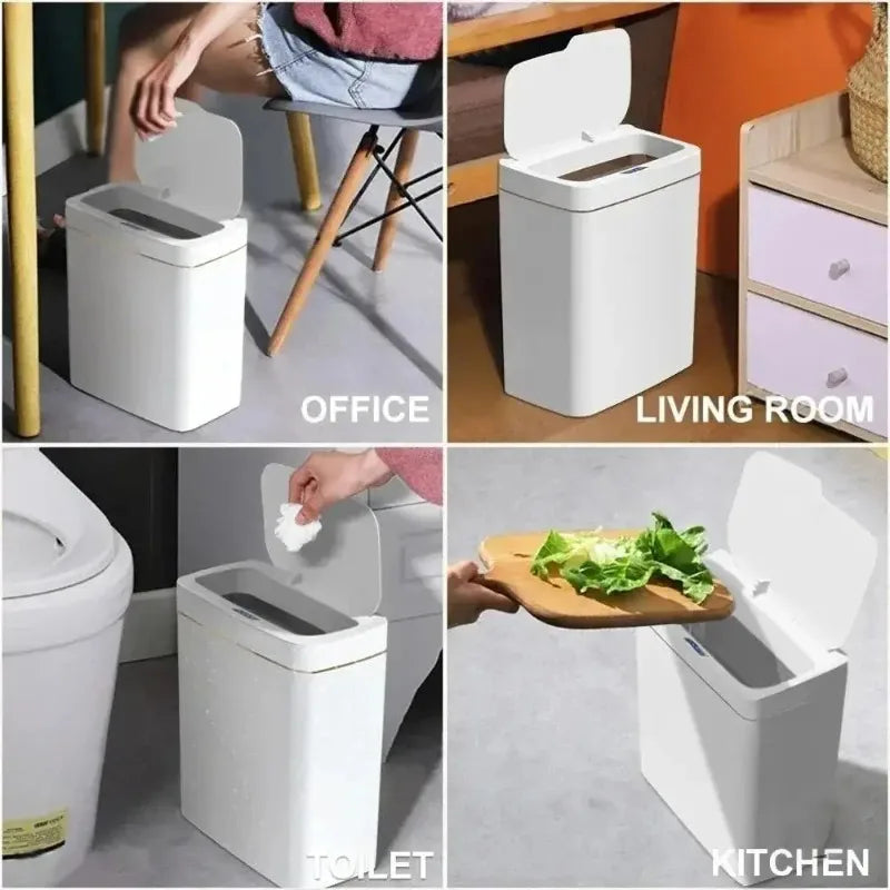 Cesto de basura inteligente con sensor automático para hogar y oficina