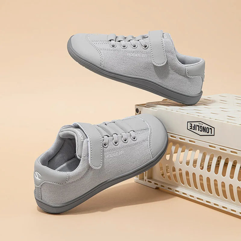 HOBIBEAR, zapatos descalzos para niños, punta ancha, zapatillas minimalistas para caminar con caída cero, zapatos casuales cómodos de cuero Artificial