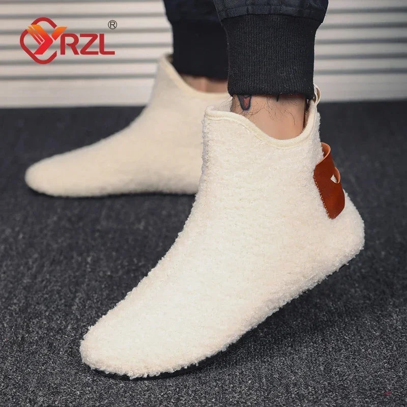 YRZL, zapatos de algodón de invierno para hombre, zapatillas ligeras sin cordones de alta calidad, mocasines de algodón de felpa para interiores, zapatos cálidos de invierno para hombre