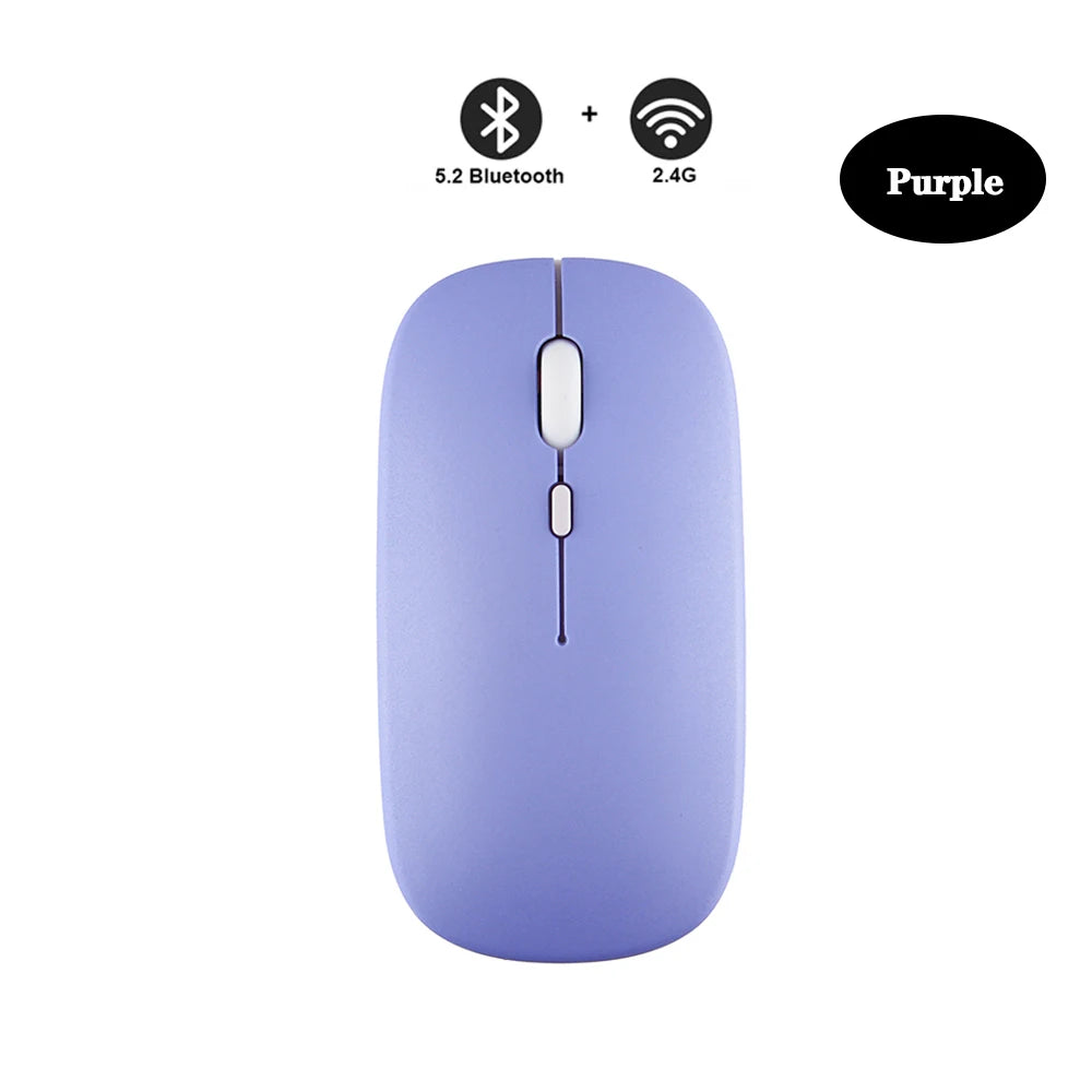 Ratón inalámbrico Bluetooth 2,4 GHz modos duales RGB recargable silencioso ratón inalámbrico delgado Compatible con PC iPad portátil PC ordenador
