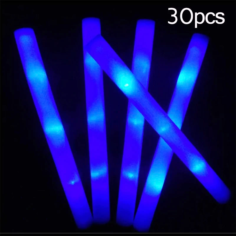 Barras luminosas LED de espuma multicolor para fiestas (pack 15 o 30)