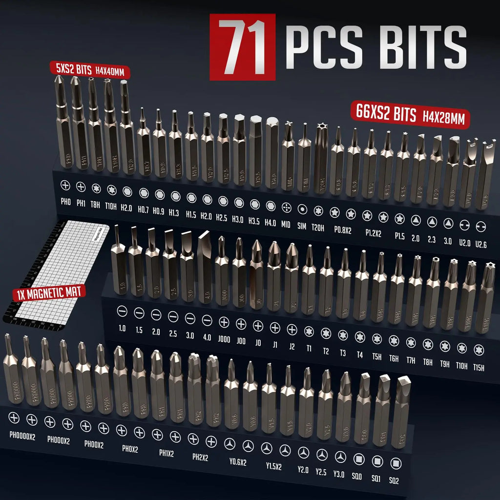 Juego de destornilladores eléctricos de precisión 75 en 1, caja de herramientas de reparación magnética inalámbrica con luz LED para PC, iPhone, cámara, reloj, gafas