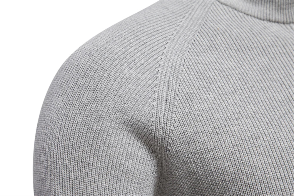Cárdigans de algodón con cremallera para hombre, suéteres sociales informales a la moda, suéter de punto cálido de cuello alto para invierno, novedad de 2023