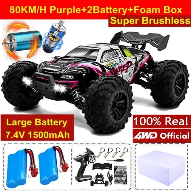 Coche Todoterreno RC 4WD sin Escobillas, Alta Velocidad 50-80 KM/H