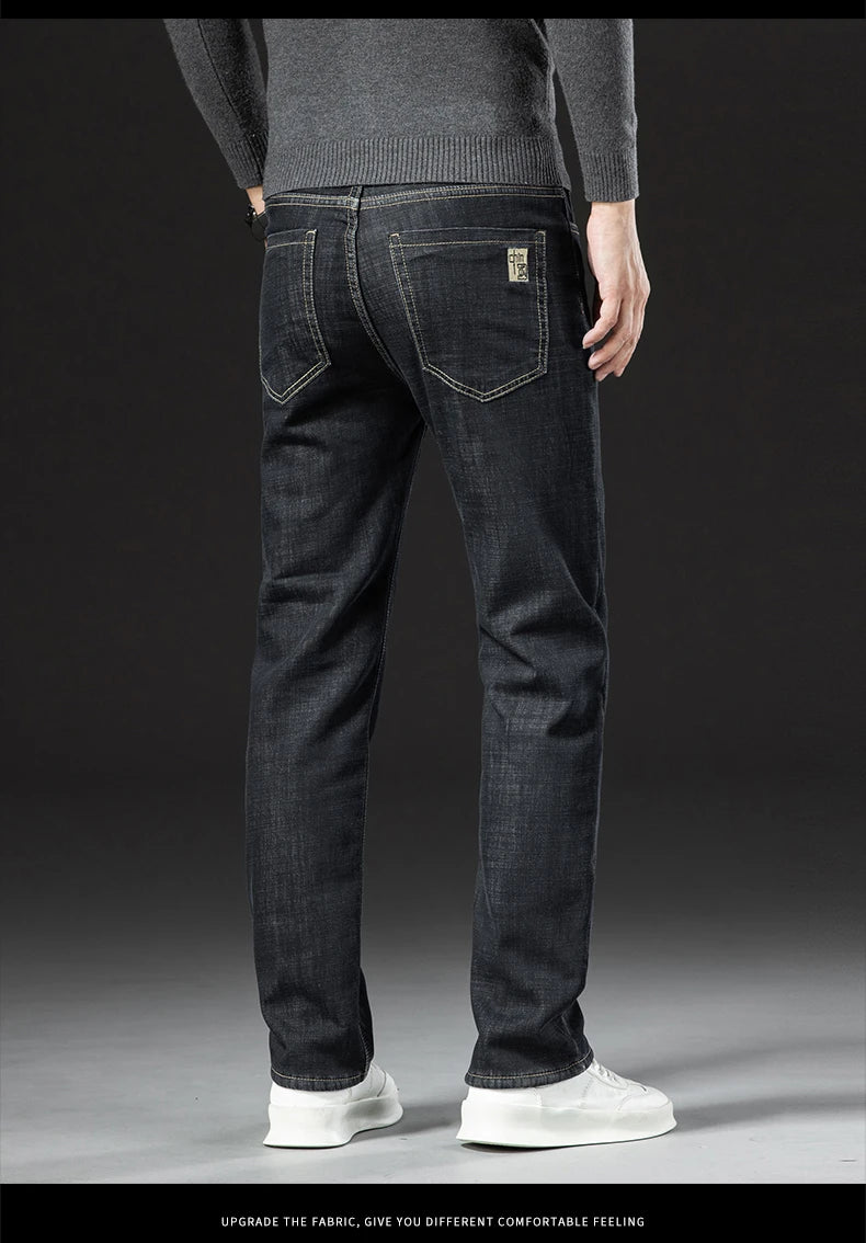 Pantalones Vaqueros de Invierno para Hombre, Forro de Cordero, Talla Grande