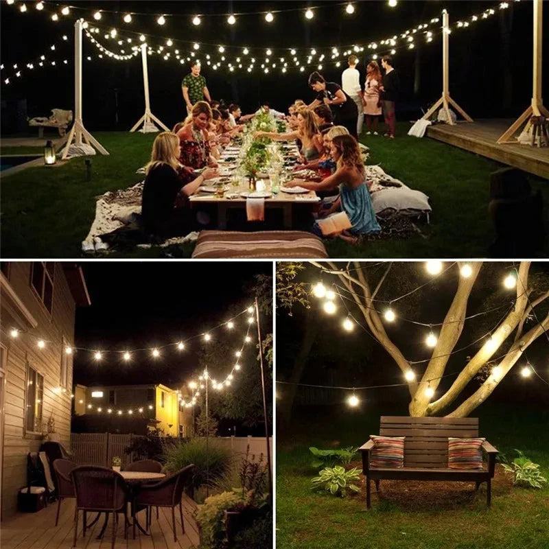 Guirnalda Solar LED para Jardín con Bolas de Cristal 10M