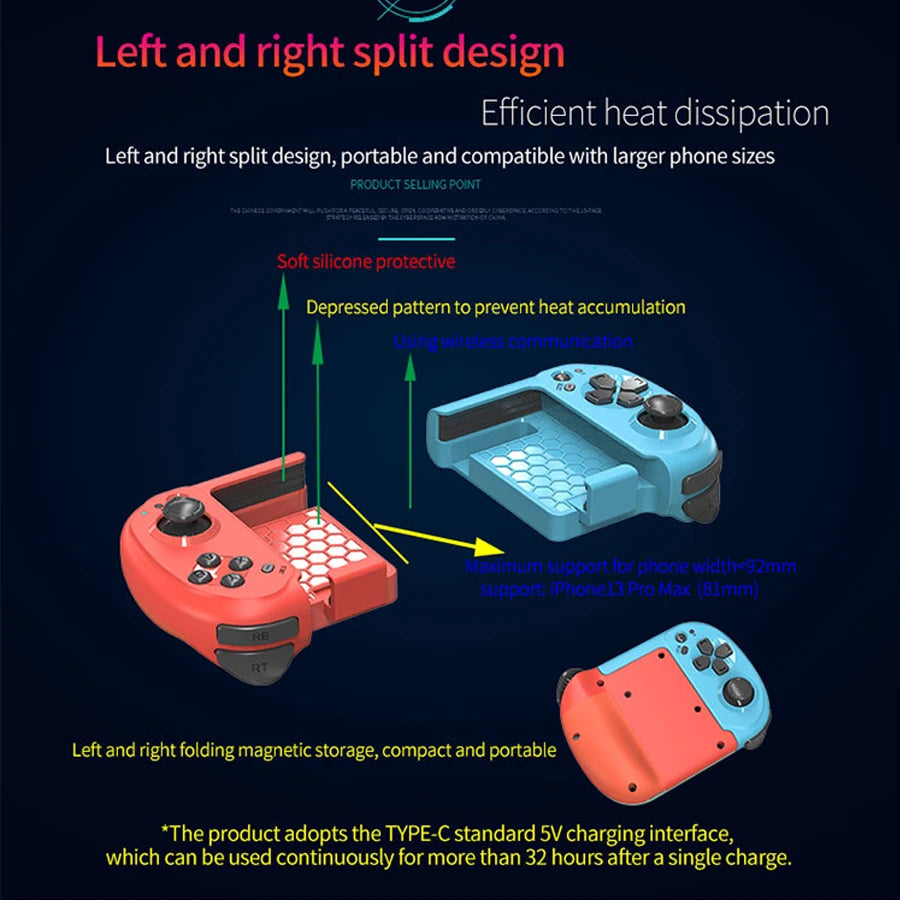 Mando inalámbrico Mocute 061, controlador de juego dividido izquierdo y derecho, Joystick de juego Bluetooth para Android, IOS y PC