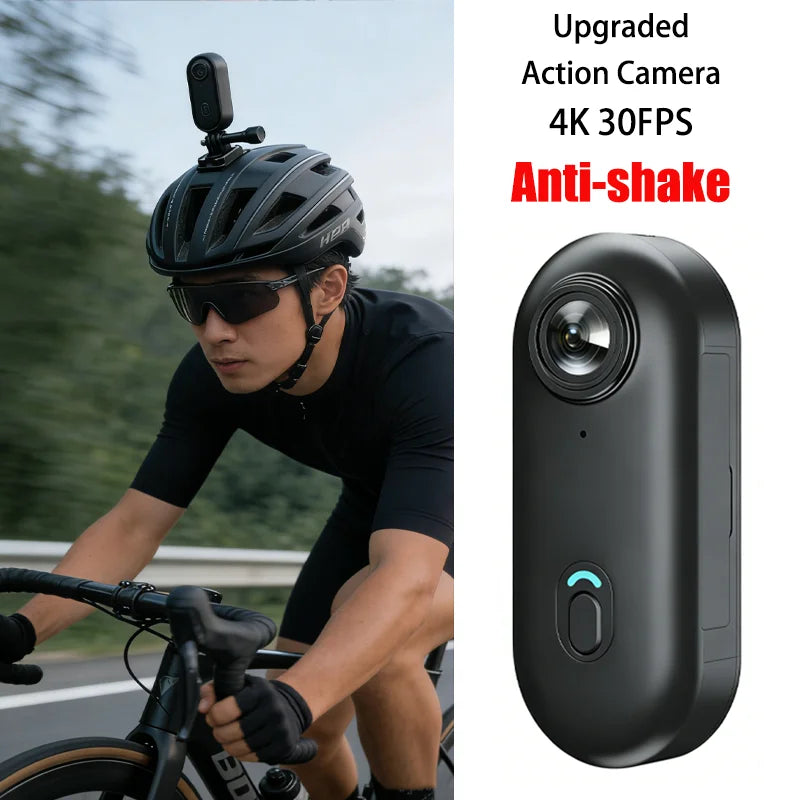 Mini cámara de acción 4K con estabilización EIS, WIFI y clip magnético giratorio