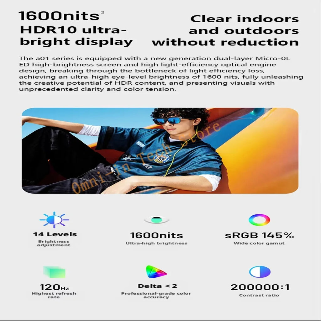 Gafas AR XREAL xbx a01, ultraligeras de 62g, compatibles con HDR10, 1600 nits, 50 grados de campo de visión, para ver películas y jugar.