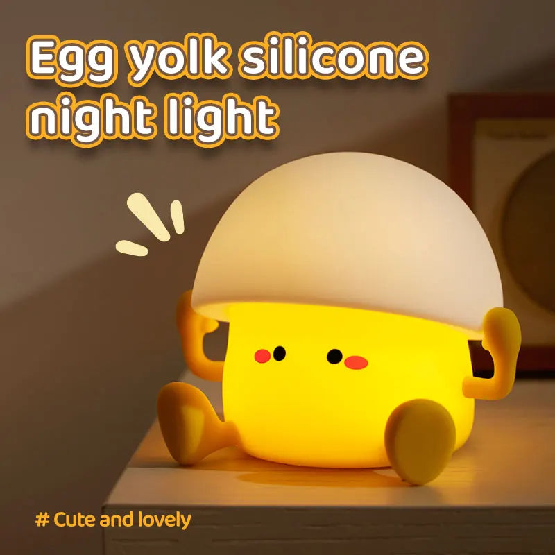 Bonita luz nocturna, lámpara de yema de huevo, lámpara de seta, decoración creativa de escritorio, carga USB, luz nocturna interior para niños, regalo de cumpleaños